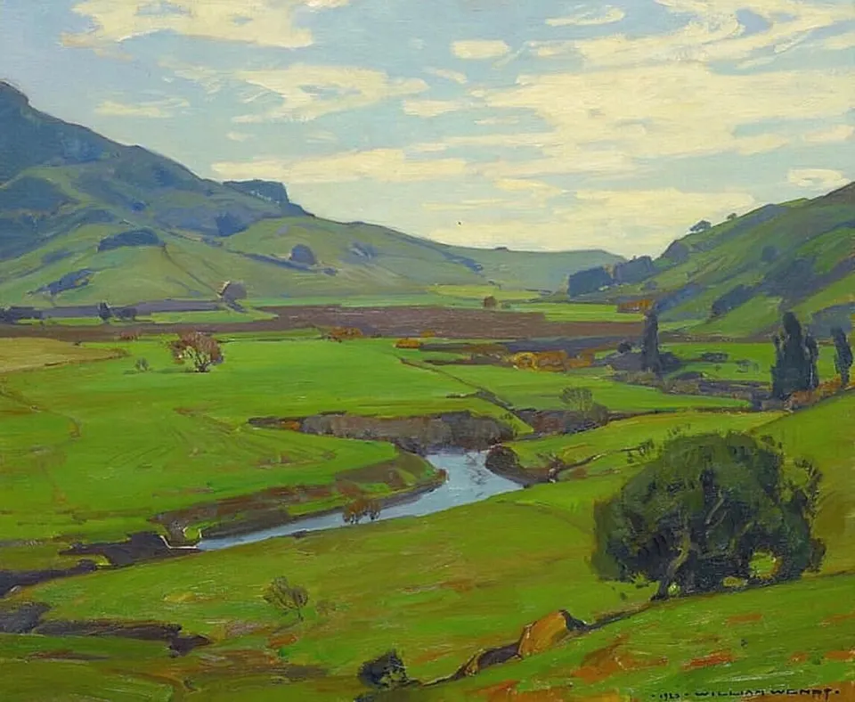 William Wendt, The Valley Stream, oil on canvas