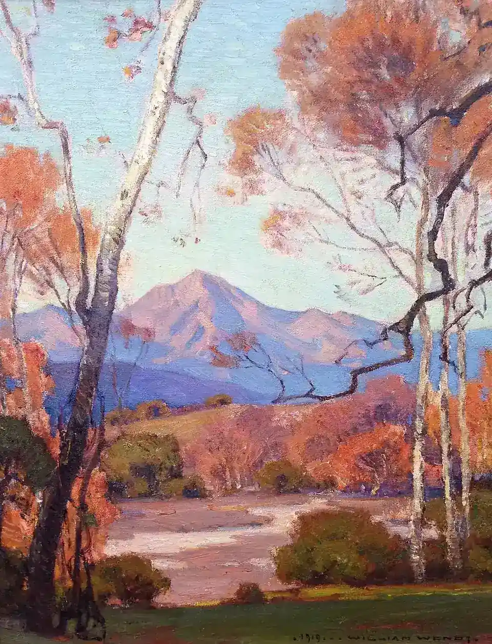 William Wendt, Through the Grove, oil on canvas